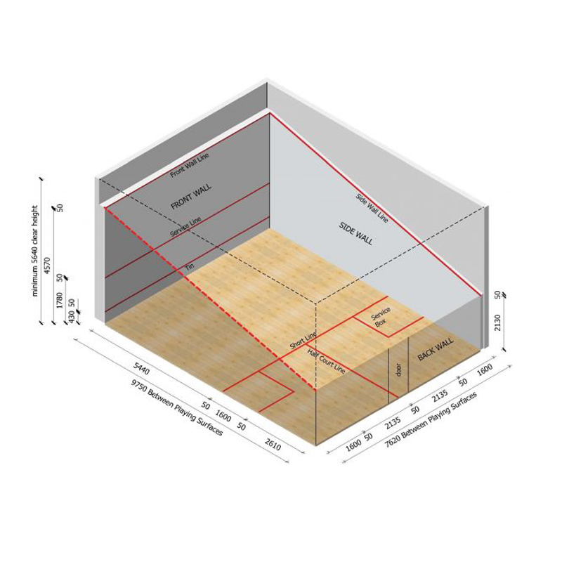 Precision Dimensions Fabricante de campos de squash totalmente em vidro com certificação WSF